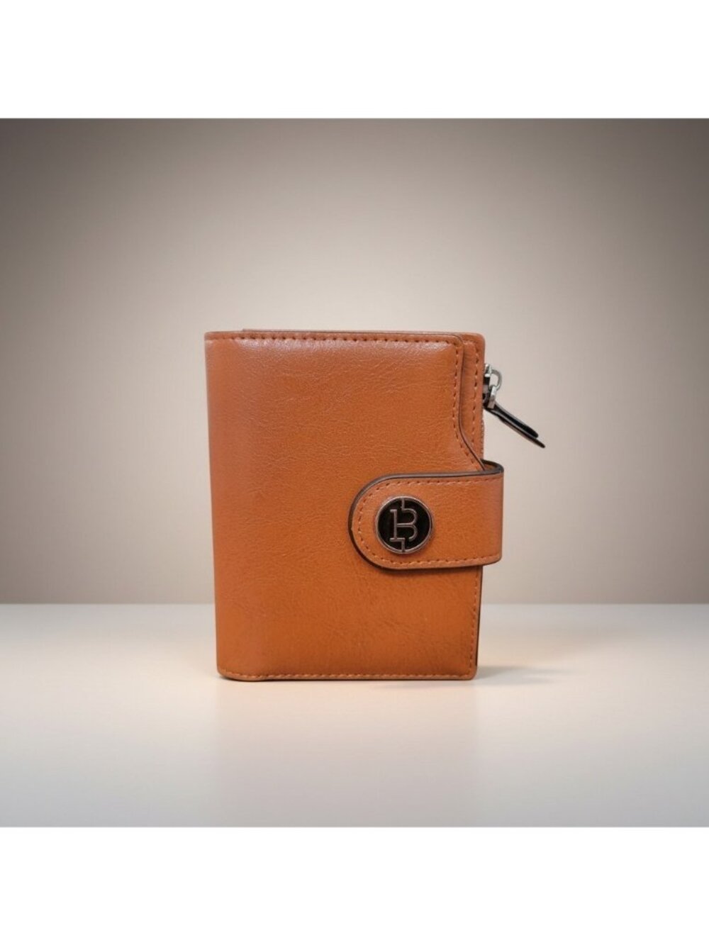 BOSTANTEN Lnna Wine Red Leather Tooled Bifold Wallet Zipper Snap RFID Blocking